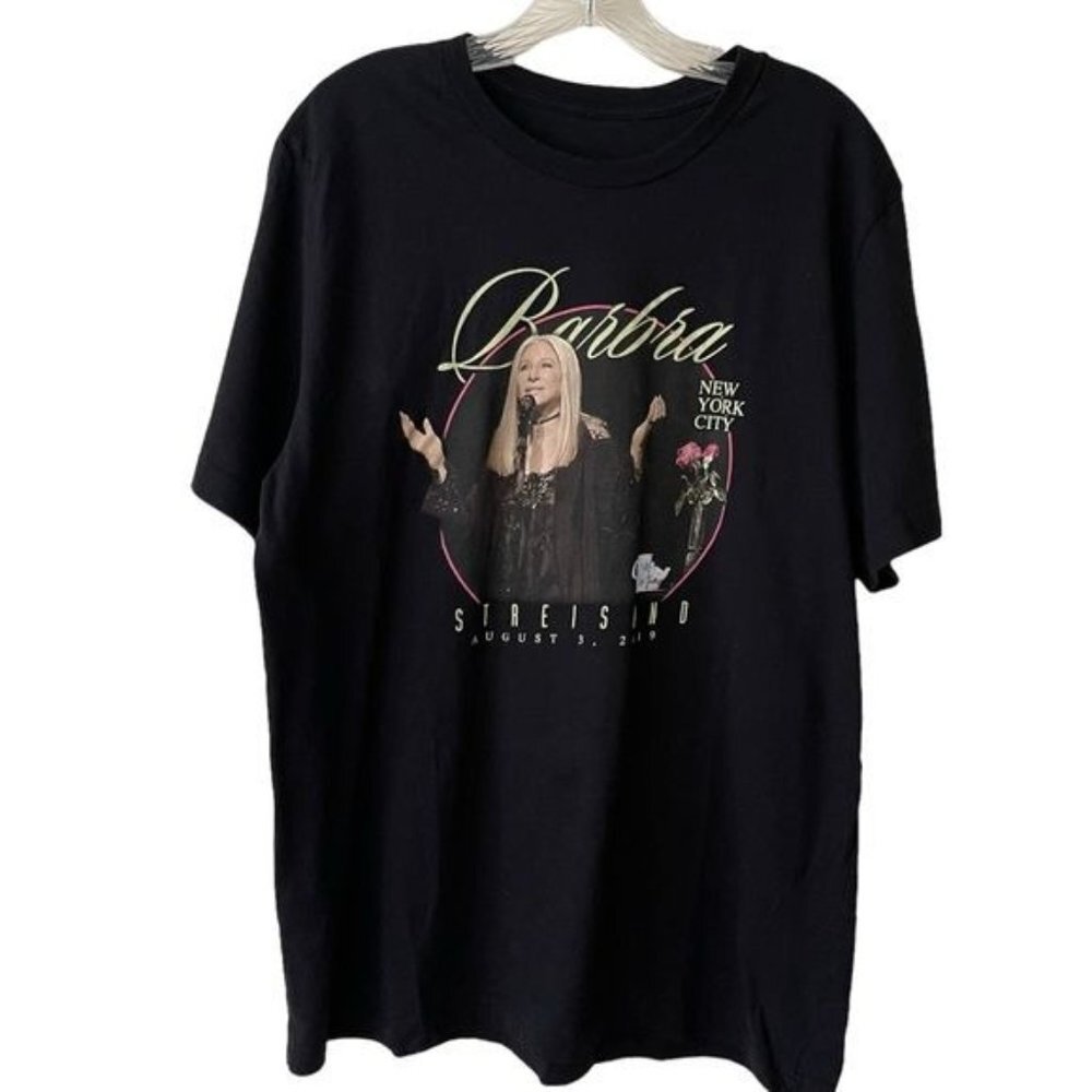 BARBRA STREISAND Women's Oversized T-shirt Graphic Black Size X-Large